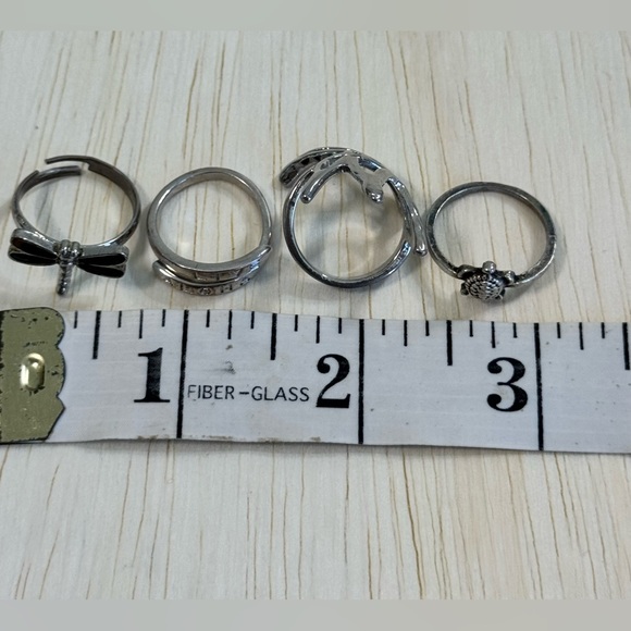 Hawaii-Inspired Silver Ring Set – bird, turtle, dragonfly, aloha - Picture 3 of 3